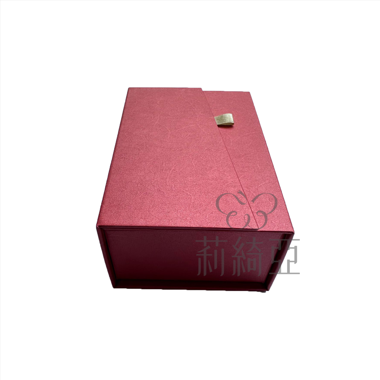 【60705】台製．紅玉珠光儷紋印花雙磁吸式書型盒-小型盒
