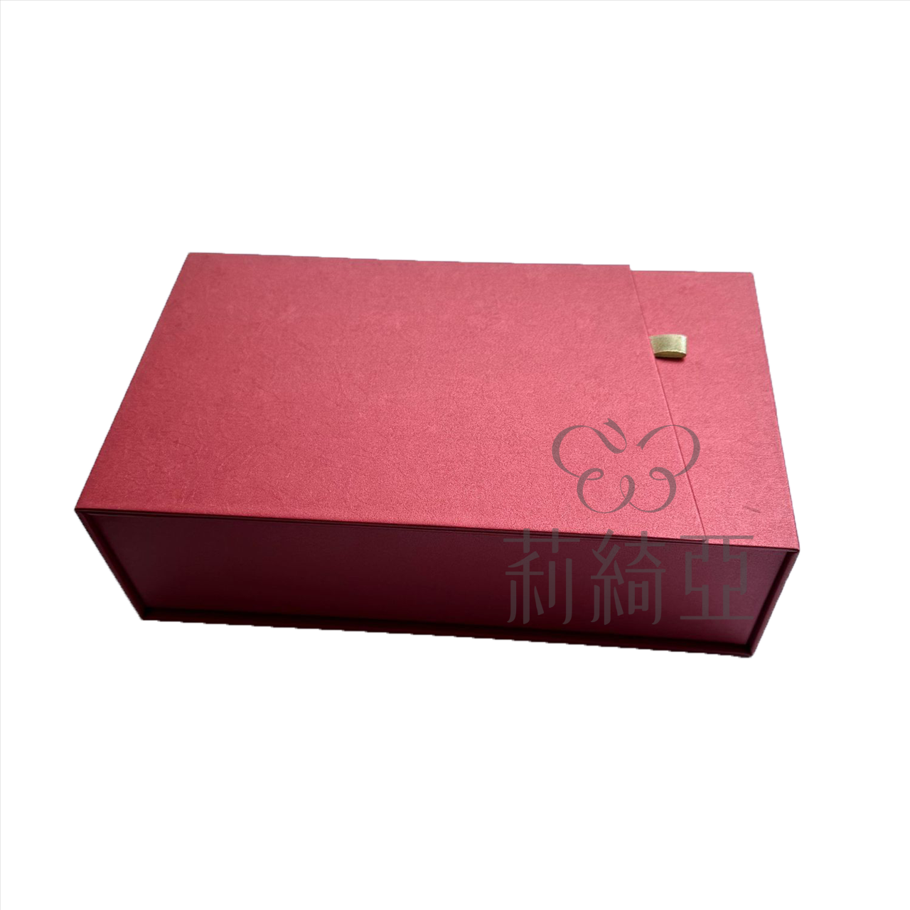 【60705A】台製．紅玉珠光儷紋印花雙磁吸式書型盒-大型盒