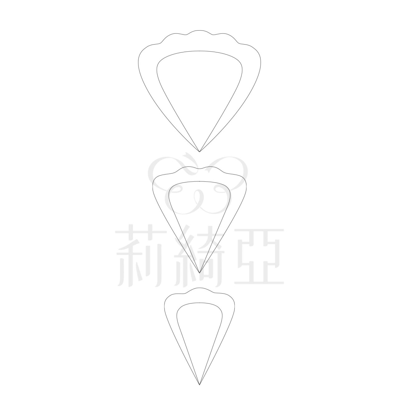 春仔花．纏花專用裁剪紙型-孔雀翎 B
