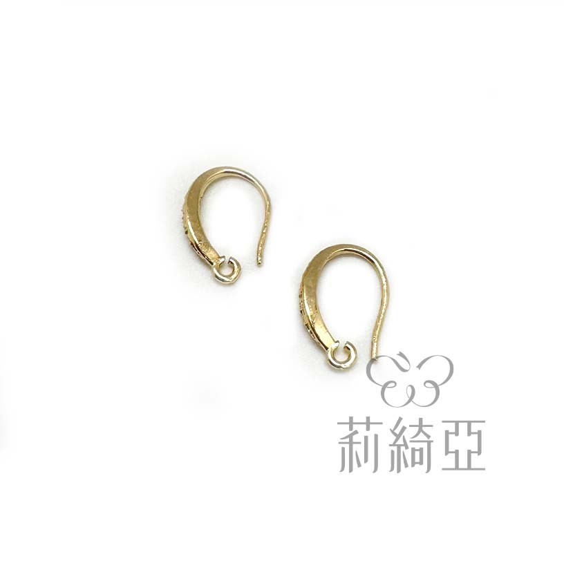 【60715-3】耳鉤-18K金帶細鑽造型 (金色 / 5對入) 