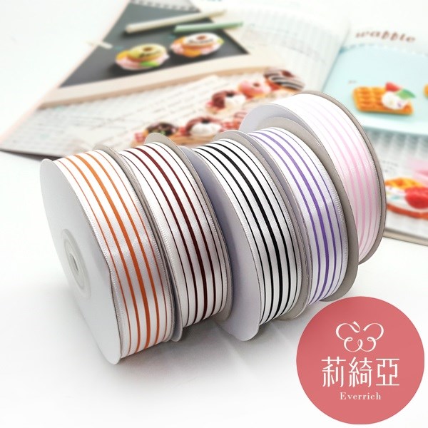 簡約橫線條紋印刷緞帶 單面特多龍緞帶 22mm