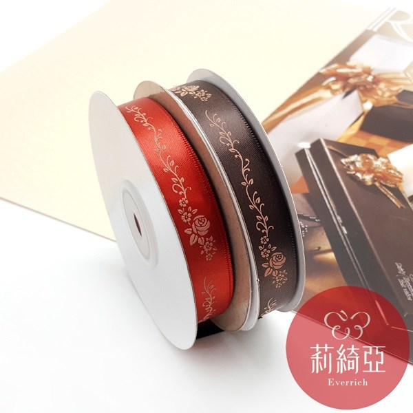 古典玫瑰印刷緞帶 特多龍緞帶 15mm