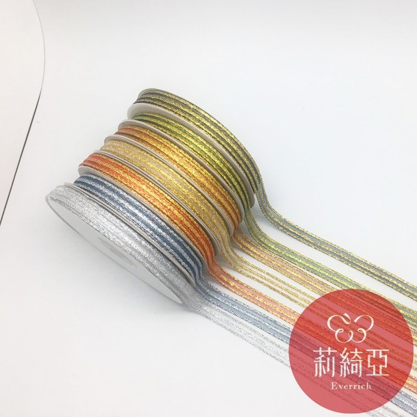 【20183】金/銀蔥雪紗緞帶-3分 (9mm)