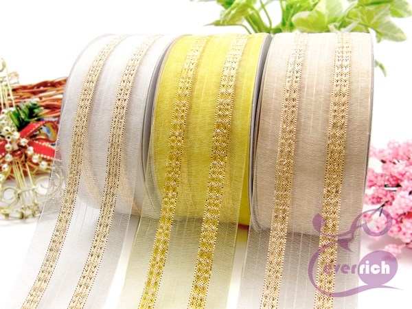 【A70】雪紗金蔥緞帶-1 ½英吋 ( 38mm)