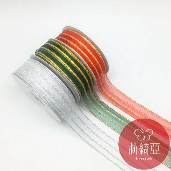 【20183】30mm 金/銀蔥雪紗緞帶
