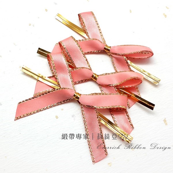 【30094】特多緞帶蝴蝶結-粉桔 9mm