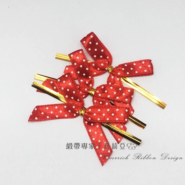 【30245】尼龍印刷點點蝴蝶結-紅色 9mm