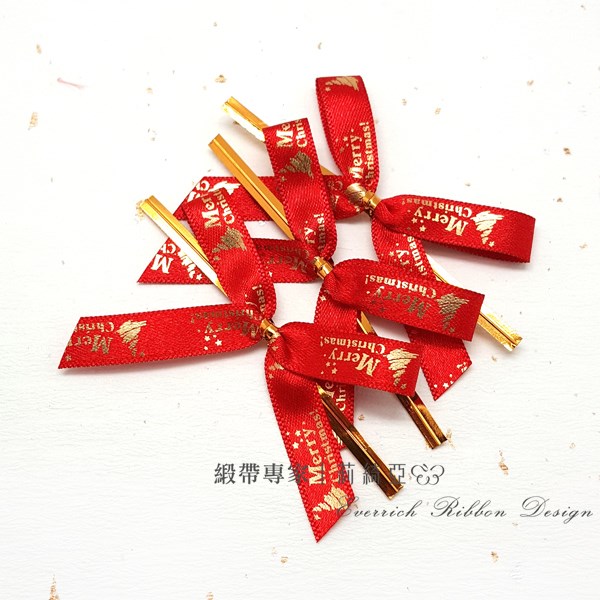 【30160】特多緞帶蝴蝶結-聖誕紅 9mm