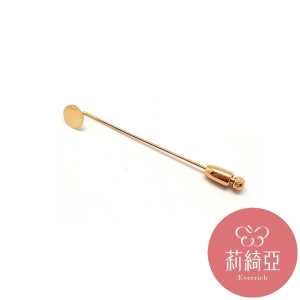 【60404】胸針．L平頭長針附子彈頭 (鍍金色 / 5.3cm / 10入)