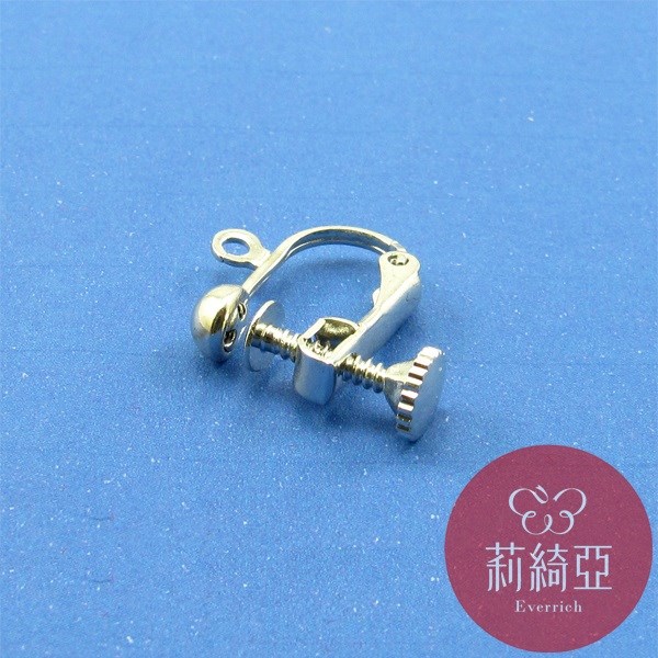【60059】半球螺絲耳夾 (白鎳 / 5對入)
