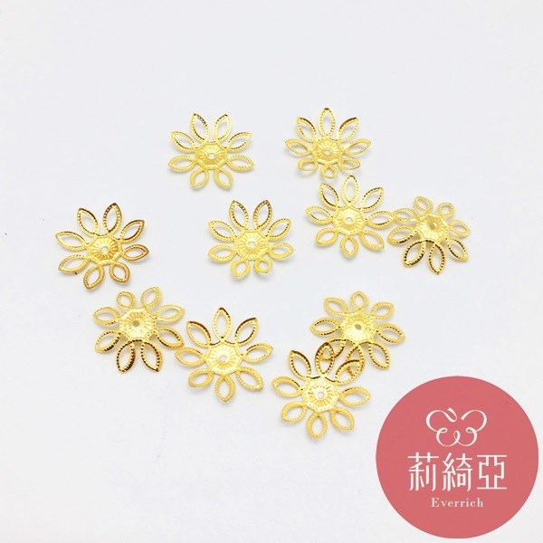 【60575】雲彩花朵造型大花托-金色(10入)