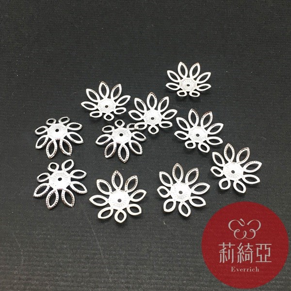 【60575A】雲彩花朵造型大花托-白銀(10入)