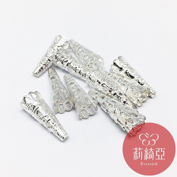 【60571A】春仔花 纏花 飾件&流蘇頭-10入銀色23mm