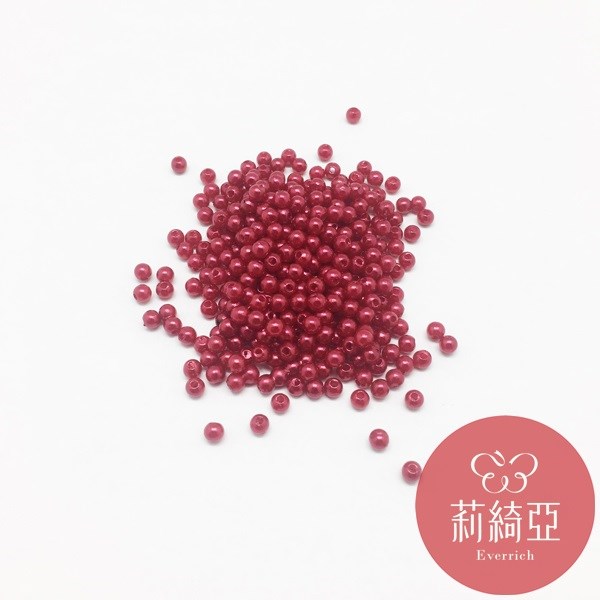【60546-06】珍珠紅色圓珠 散珠 4mm 6g