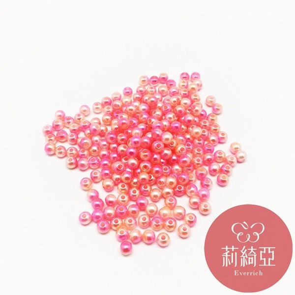 【60546-16】珍珠粉雙色彩三彩圓珠 散珠 4mm 6g