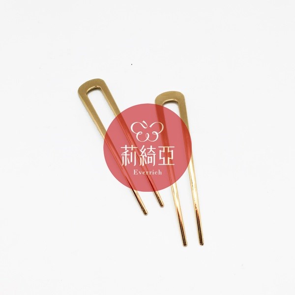 【60596A】時尚流羨雙插式髮插-鍍金色(2入)