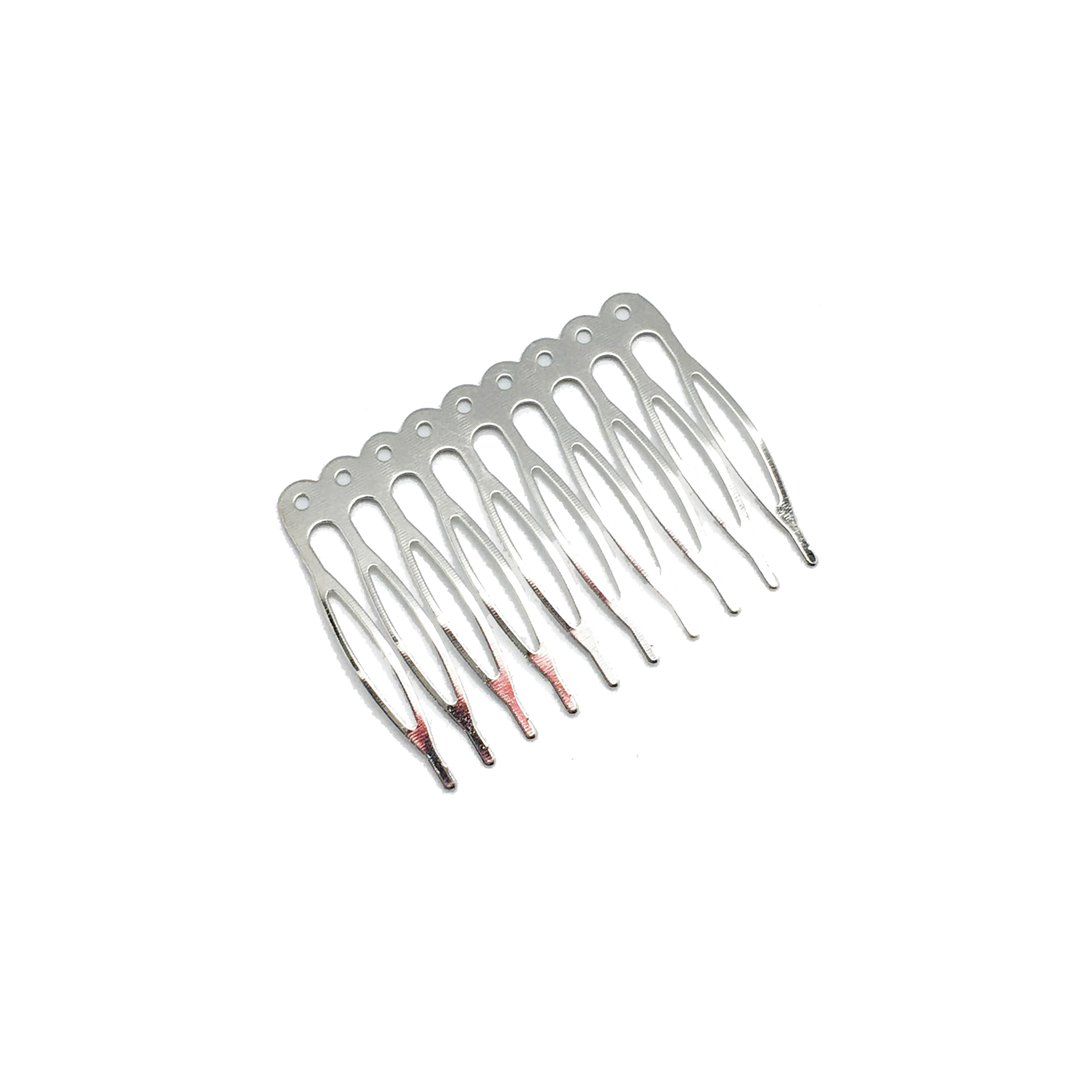【60594】鍍鎳色帶孔髮插-10齒 (5入)