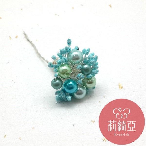 【60342】新娘珠飾花心組-藍色 (2入)