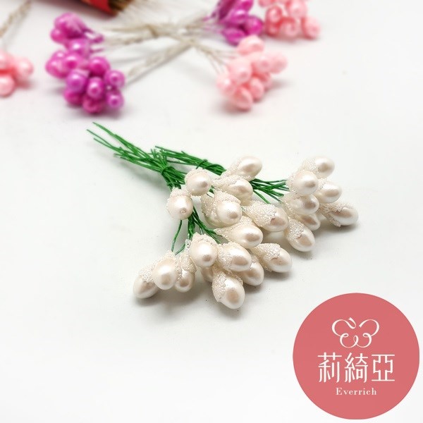 【60085-5】特大砂頭珍珠花芯-白色 9mm 花蕊 / 造花材料