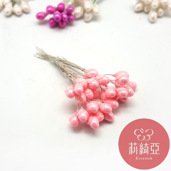 【60085-6】特大砂頭珍珠花芯-粉色 9mm 花蕊 / 造花材料