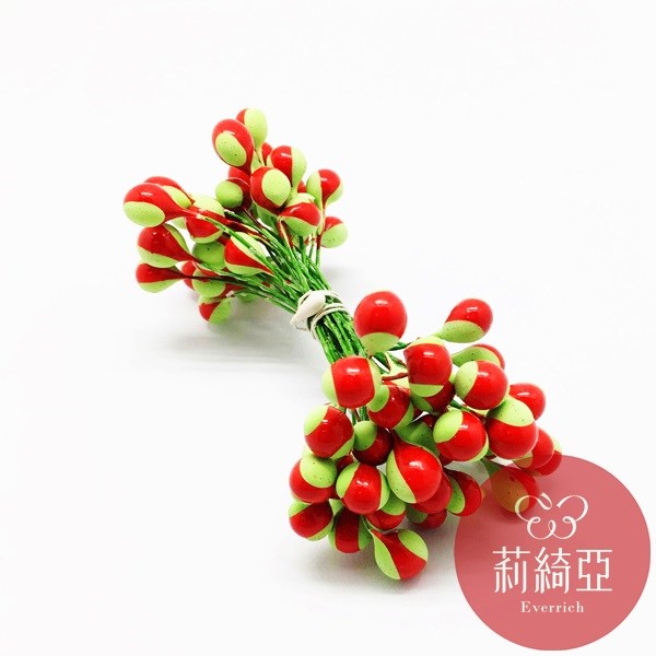 【60082-2】花芯-紅綠雙色珠