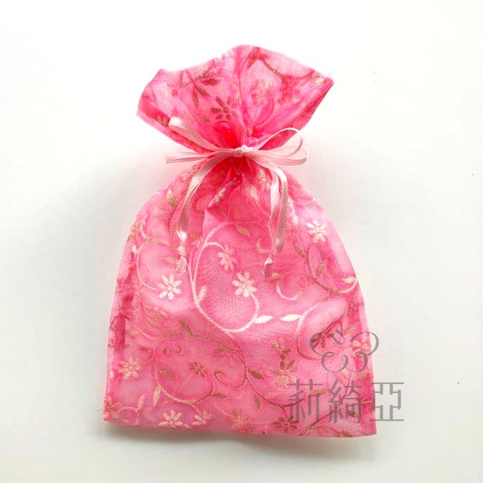 【B0003】紗袋-13x21cm-玫瑰色樹藤五彩蔥(