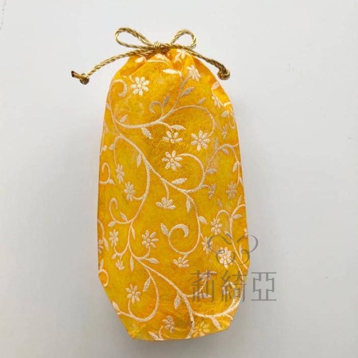 【B0005】紗袋有底-6x7x21.5cm-黃色樹藤五彩蔥