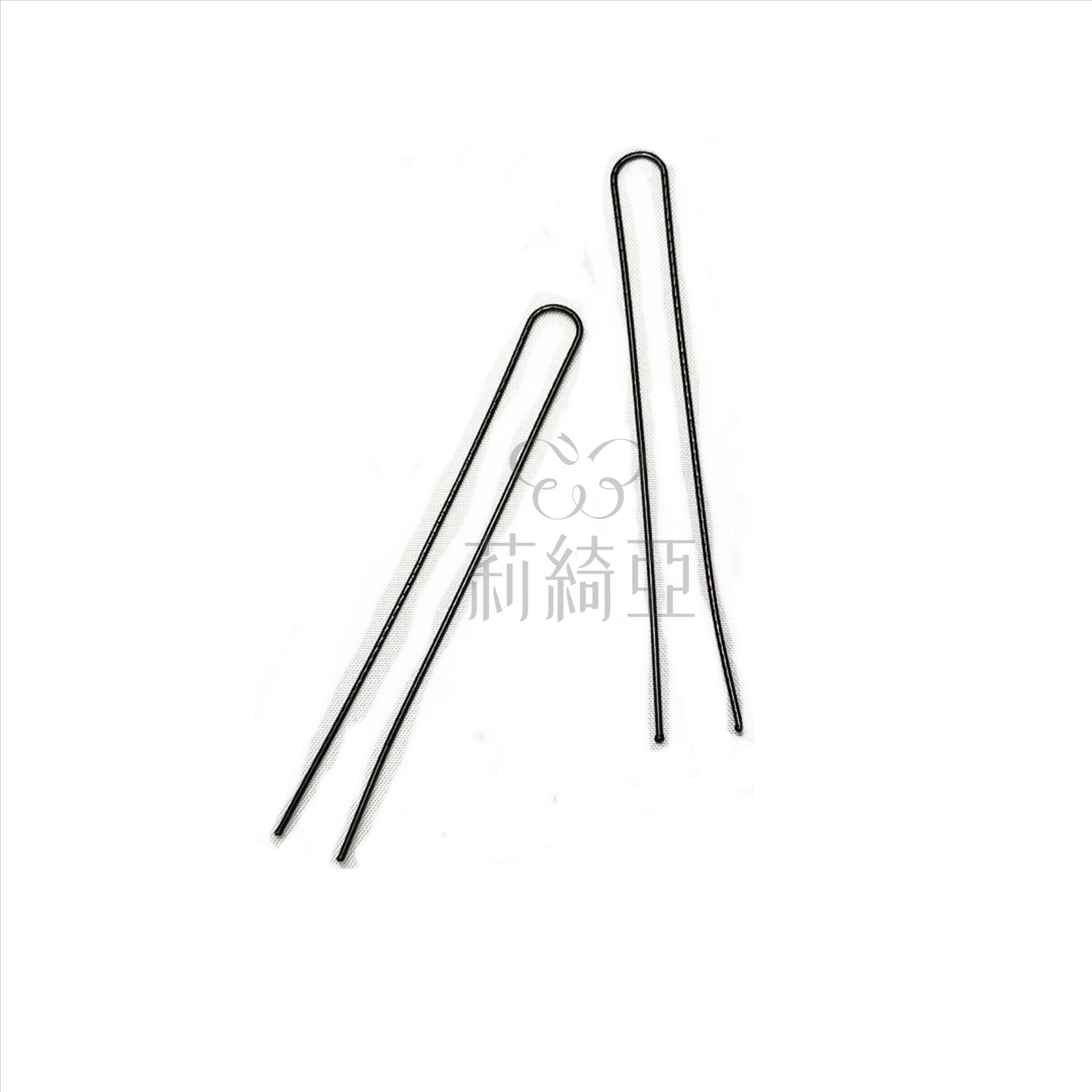 【60701】日式U形黑色螺紋髮插-7cm (12入)