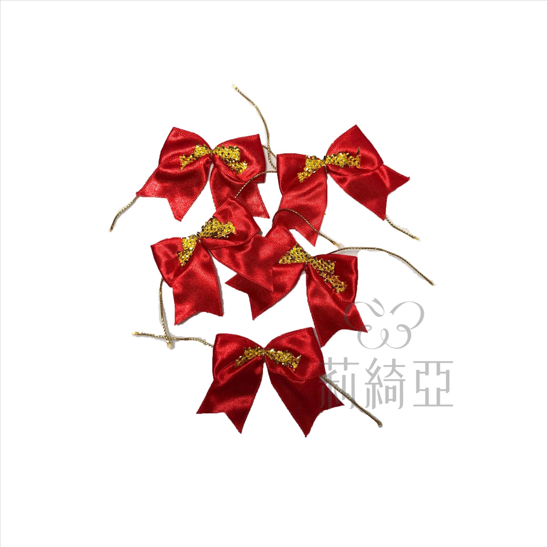 【60701A】紅色金蔥綁帶蝴蝶結