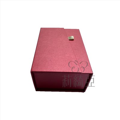【60705】台製．紅玉珠光儷紋印花雙磁吸式書型盒-小型盒