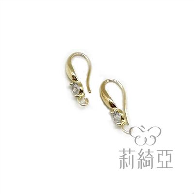 【60715-2】耳鉤-18K金帶鑽造型 (金色 / 5對入)