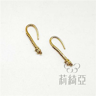 【60715-4】耳鉤-18K金帶鑽+細鑽造型 (金色 / 5對入) 