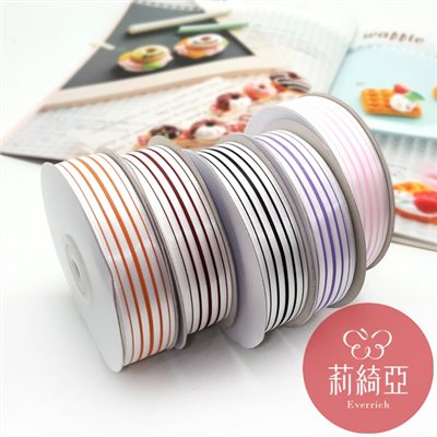 簡約橫線條紋印刷緞帶 單面特多龍緞帶 22mm