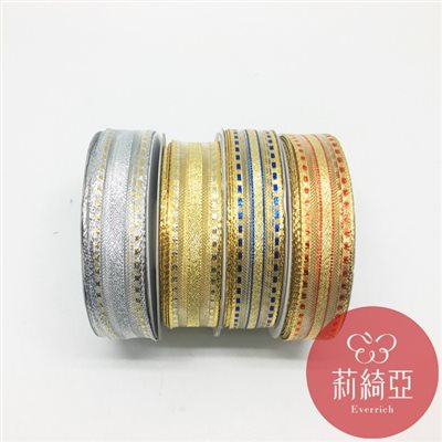 【A016】金/銀蔥網紗跳點緞帶-7分 (21mm)