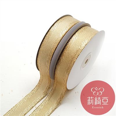 【A048】聖誕緞帶-金色 25mm