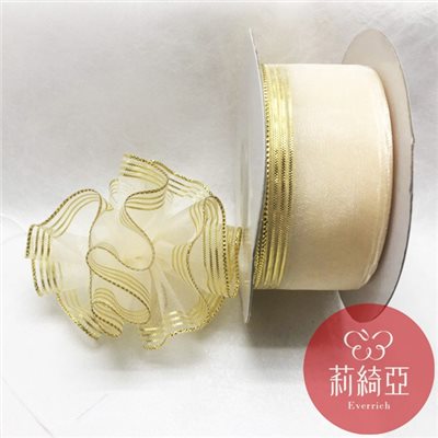 【A35】雪紗金蔥素色拉花 38mm
