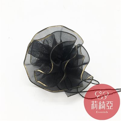 【A81】雪紗金邊素色拉花 38mm