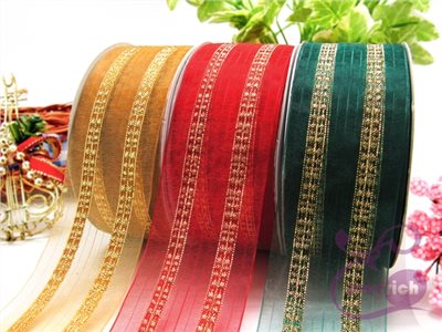 【A70】雪紗金蔥緞帶-1 ½英吋 ( 38mm)