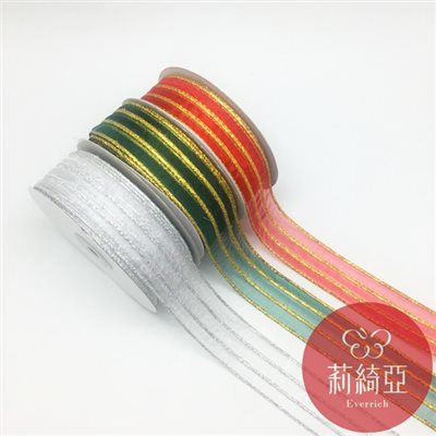 【20183】30mm 金/銀蔥雪紗緞帶