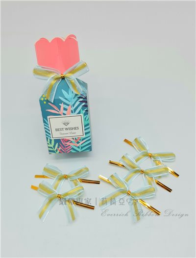 【30477】水藍金蔥雪紗緞帶+魔帶蝴蝶結-12mm