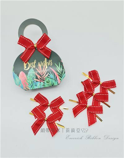 【30471】紅色點邊帽帶+魔帶蝴蝶結-15mm