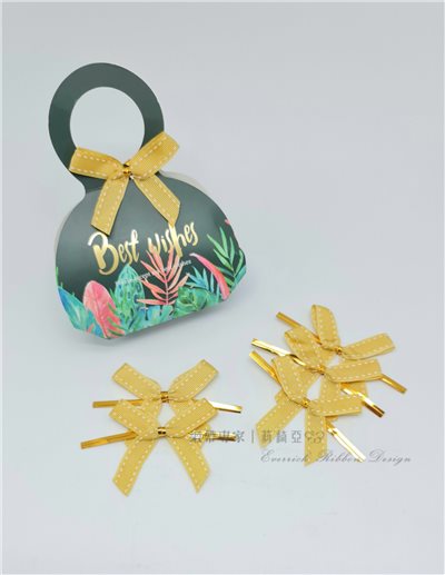 【30470】金黃色點邊帽帶+魔帶蝴蝶結- 9mm