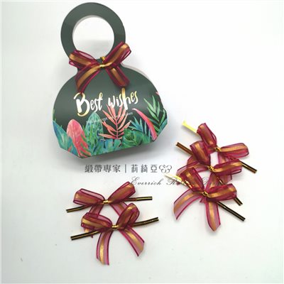 【30461】酒紅色+金蔥魔帶蝴蝶結- 12mm