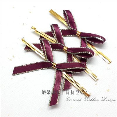 【30091】特多龍緞帶蝴蝶結-酒紅 6mm