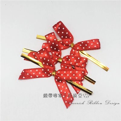 【30245】尼龍印刷點點蝴蝶結-紅色 9mm