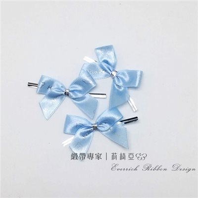 【30427】尼龍發泡燙銀蝴蝶結-水藍 15mm