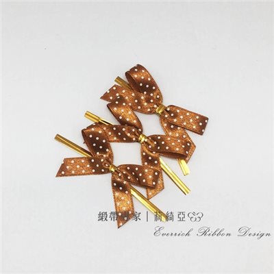 【30243】尼龍印刷點點蝴蝶結-咖啡色 9mm