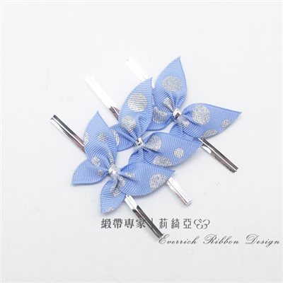 【30214】帽帶馬卡龍蝴蝶結-藍紫印銀