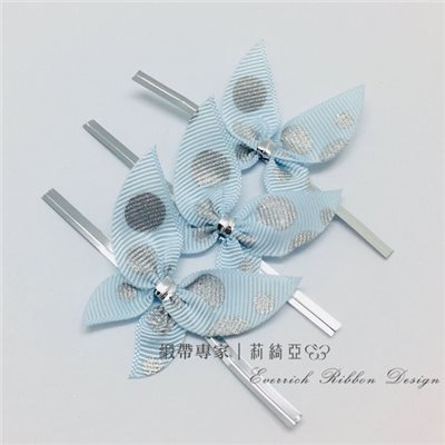 【30209】帽帶馬卡龍蝴蝶結-淡藍印銀