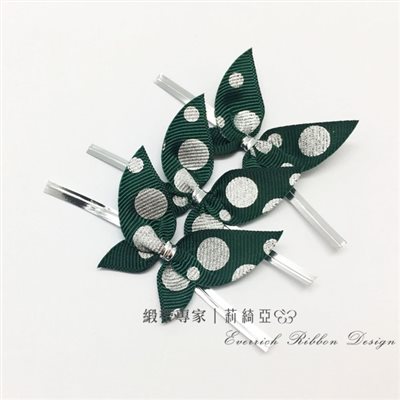 【30206】帽帶馬卡龍蝴蝶結-綠印銀